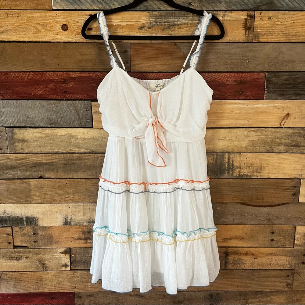 Entro White Ruffle Dress Size Large